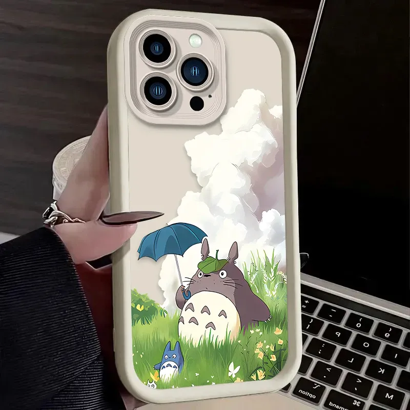 Shockproof Phone Case For IPhone 16 ProMax 15 14 13 12 11 Pro Max XS X XR 8 7 Plus SE 2020 Liquid Silicone Cute T-TotoroS Cover_voghion.com