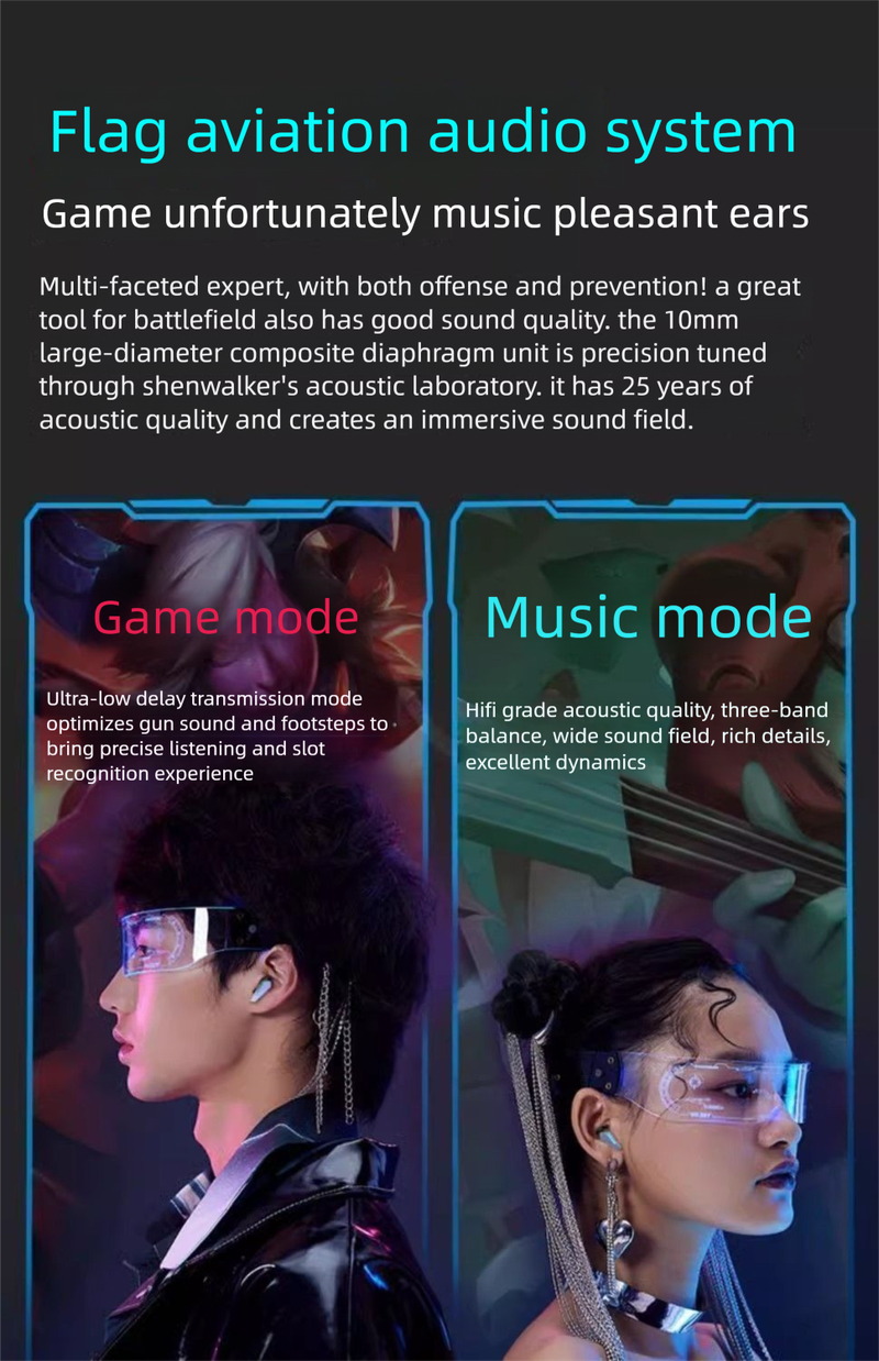 2025 New High-End E-Sports Bluetooth Headset Wireless Sports Sense No Delay Long Battery Life Gaming Noise Reduction_voghion.com