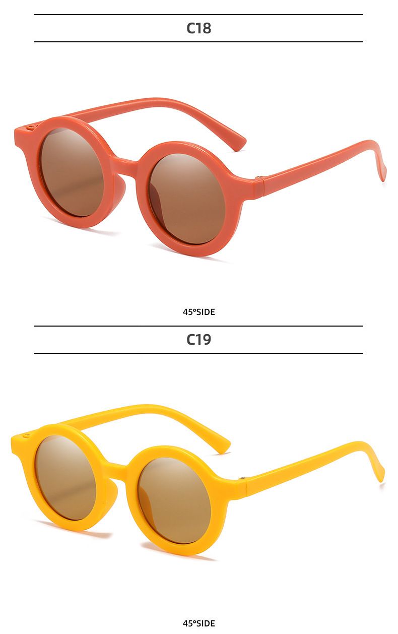 Gafas de sol con montura redonda, modernas y modernas, estilo crema de Instagram, para niños, versión coreana, resistentes a los rayos UV para bebés_voghion.com