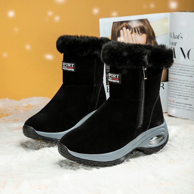 Winter sneeuwlaarzen dames plateau hoge laarzen platte zool kwaliteit warme zwarte nieuwe dames veter comfortabele leren dameslaarzen_voghion.com
