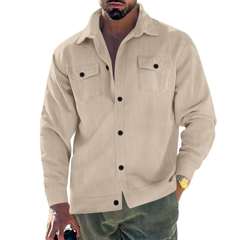 Men's Corduroy Jacket – Single-Breasted Notch Lapel, Breathable & Wrinkle-Resistant, Multi-Pocket Casual Blazer (S-XXXL, Autumn Essential)_voghion.com