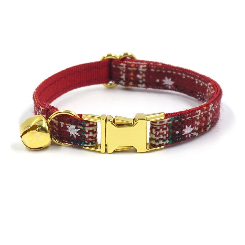 Coleira de gato de Natal fofa com gravação de nome e sino vermelho, mais vendida_voghion.com