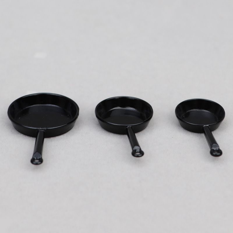 1:12 dollhouse dollhouse miniature furniture accessories mini kitchen utensils alloy pan three-piece set_voghion.com