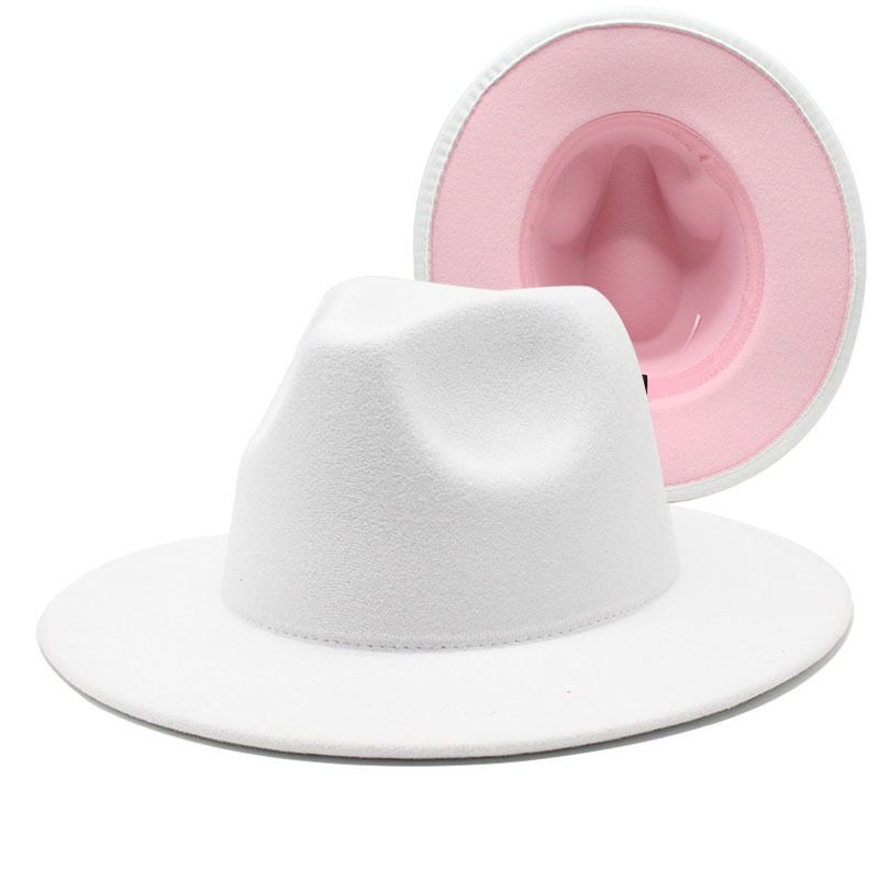 Autumn/Winter British Style Men's And Women's Double-sided Color Matching Jazz Woolen Top Hat, New Flat Big Brimmed Hat_voghion.com
