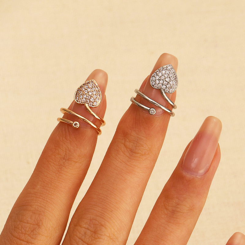 Mulheres de luxo unhas anel moda bowknot junta anel de unhas decoração ponta da arte do prego charme coroa flor cristal strass dedo prego_voghion.com