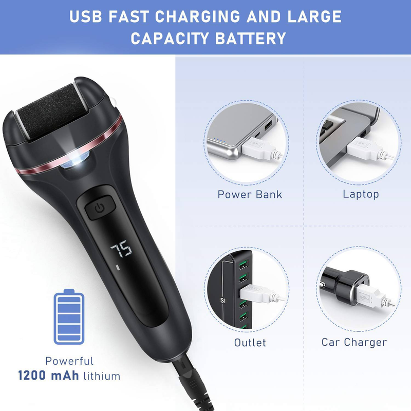 Electric Remover for Feet with Rechargeable Waterproof Professional Pedicure Kit Foot Care Tools Wet Dry Foot File For Dead Skin Cracked Heel Hand_voghion.com