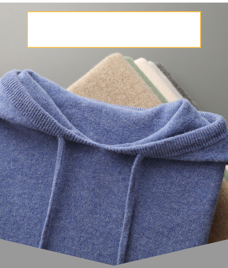 Abbigliamento Uomo Abbigliamento Prima Linea Maglione 100% Lana Felpa Con Cappuccio Uomo Maglione Casual Senza Cuciture Con Cappuccio Maglione Tinta Unita Maglieria_voghion.com