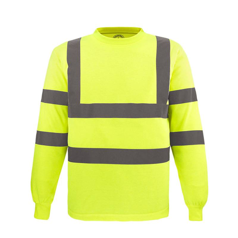 Herretøj fugttransporterende rundhalset langærmet T-shirt Engineering Dock Highlight Advarsel Arbejdstøj_voghion.com