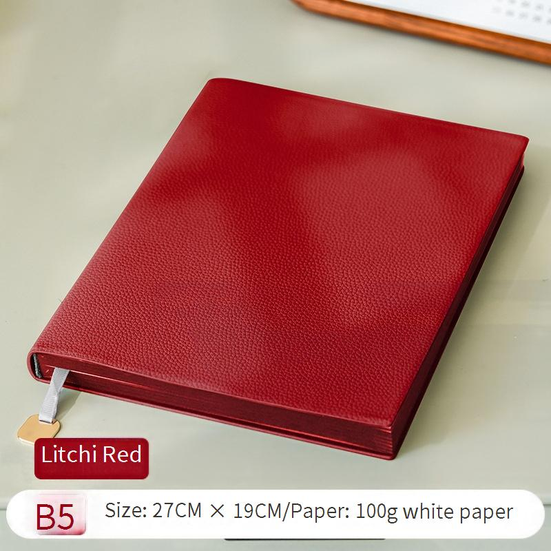 Ofis Malzemeleri Ağır Kalın B5 Büyük Defter Lychee Desen Yumuşak Deri Özel Baskılı Logo İş Çalışma Ofis Not Defteri_voghion.com