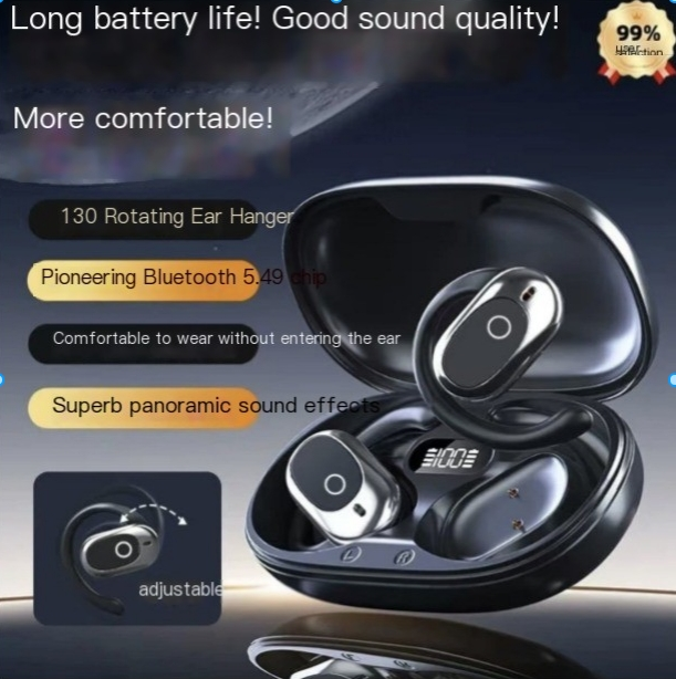 Sprādzienbīstamas nokarenas auss OWS trokšņus slāpējošas Bluetooth bezvadu austiņas TWS var griezties par 130 °, neiekļūstot ausī_voghion.com