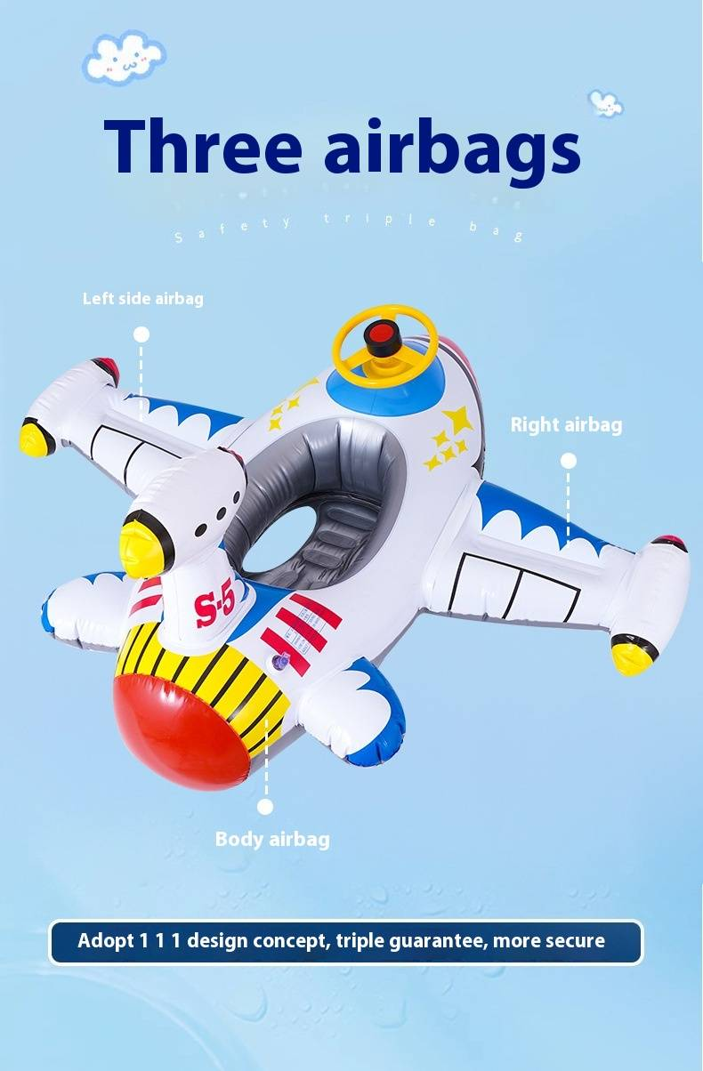 Aufblasbares Bootslenkrad für Kinder, großer, verdickter Schwimmring mit Lufthorn für Kleinkinder, lustiges Pool-Schwimmspielzeug für Babys, die im Wasser spielen_voghion.com