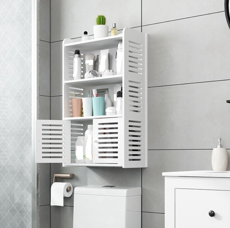 Scaffale portaoggetti per la cura della pelle non perforato da parete per bagno, stile cassetto per bagno, multistrato, grande capacità_voghion.com