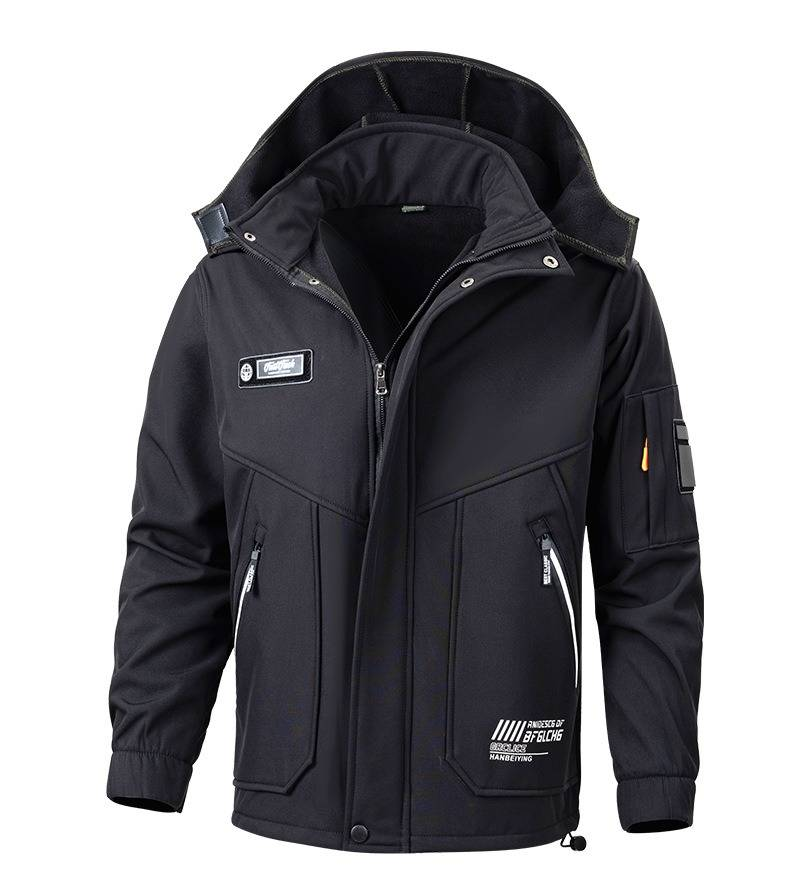 Men's Fleece-lined Waterproof Tactical Jacket - Windproof Softshell Workwear For Outdoor, Riding & Daily Use_voghion.com