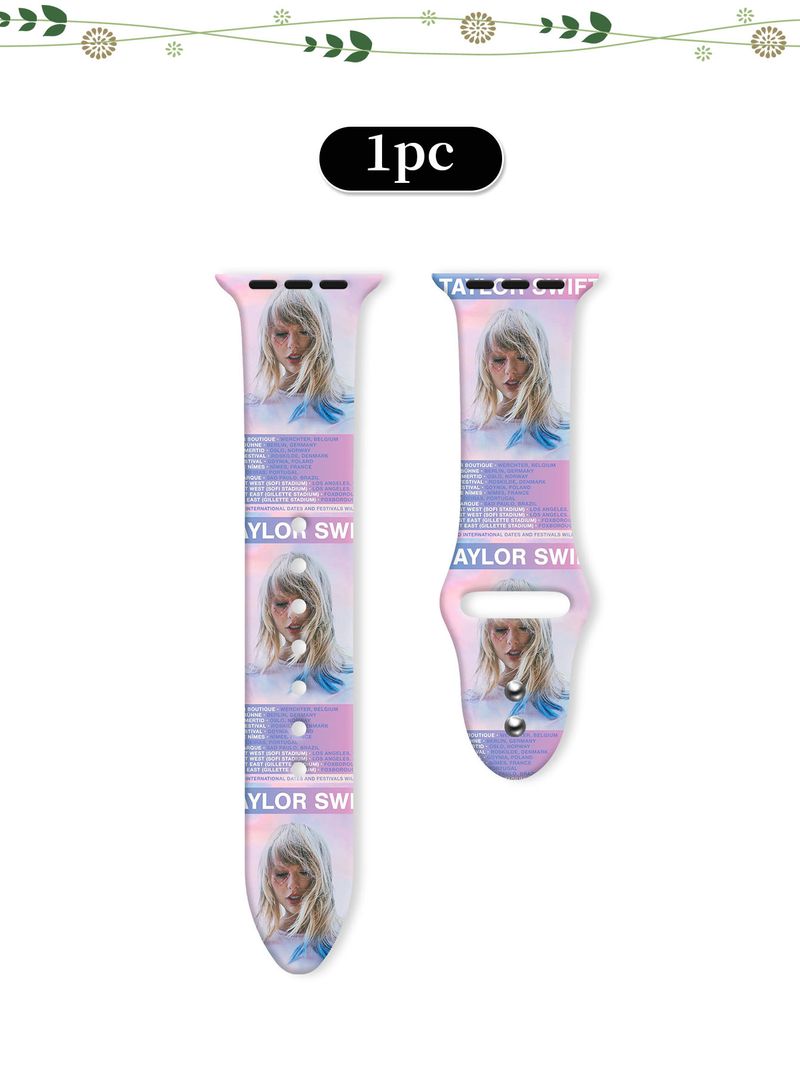 Hot-selling Taylor Swift Printed Silicone Watch Straps, Suitable For Apple 38/40/41, 42/44/45/49 Watch Straps, Halloween And Christmas Gifts_voghion.com