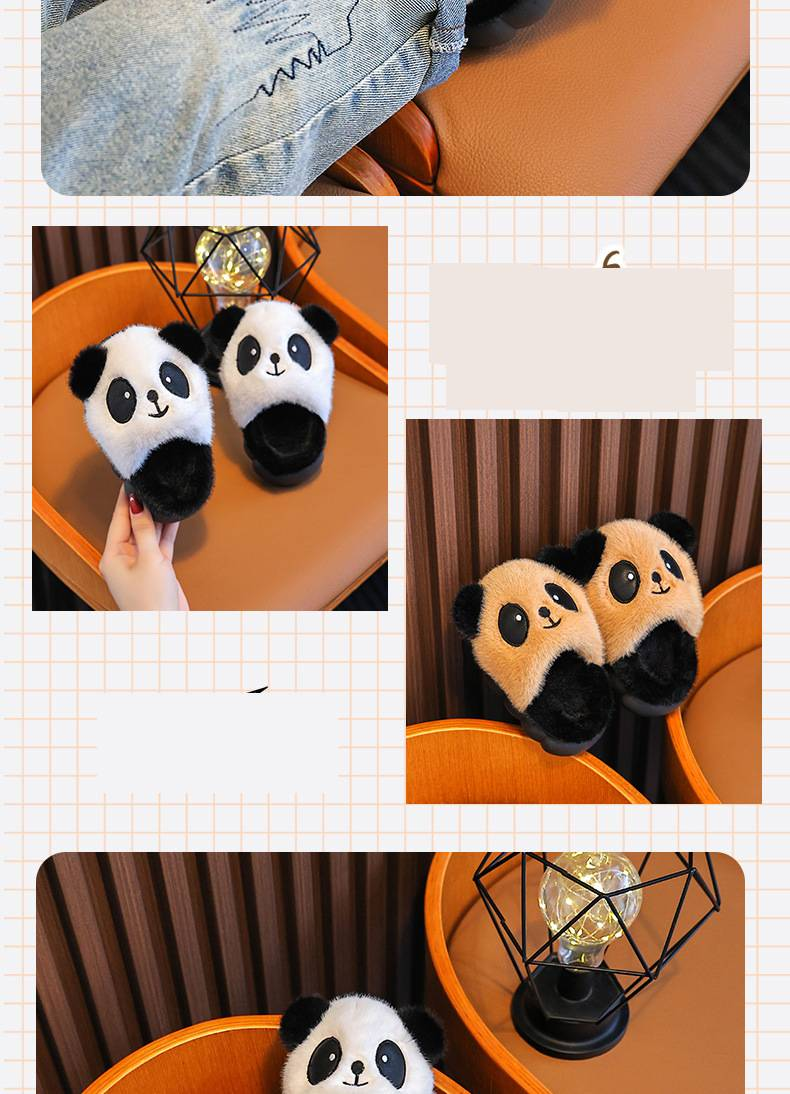 Pantufas de inverno de algodão para mãe e filhos, pantufas de panda de pelúcia quentinhas para crianças - pantufas macias para usar em casa no inverno, para meninos e meninas (várias cores e tamanhos)_voghion.com