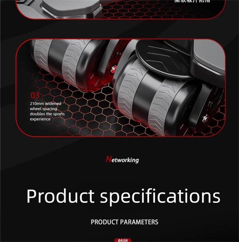 Supporto per gomito con rimbalzo automatico, ruota per muscoli addominali a quattro ruote, attrezzatura per il fitness per la perdita di grasso addominale per uso domestico_voghion.com