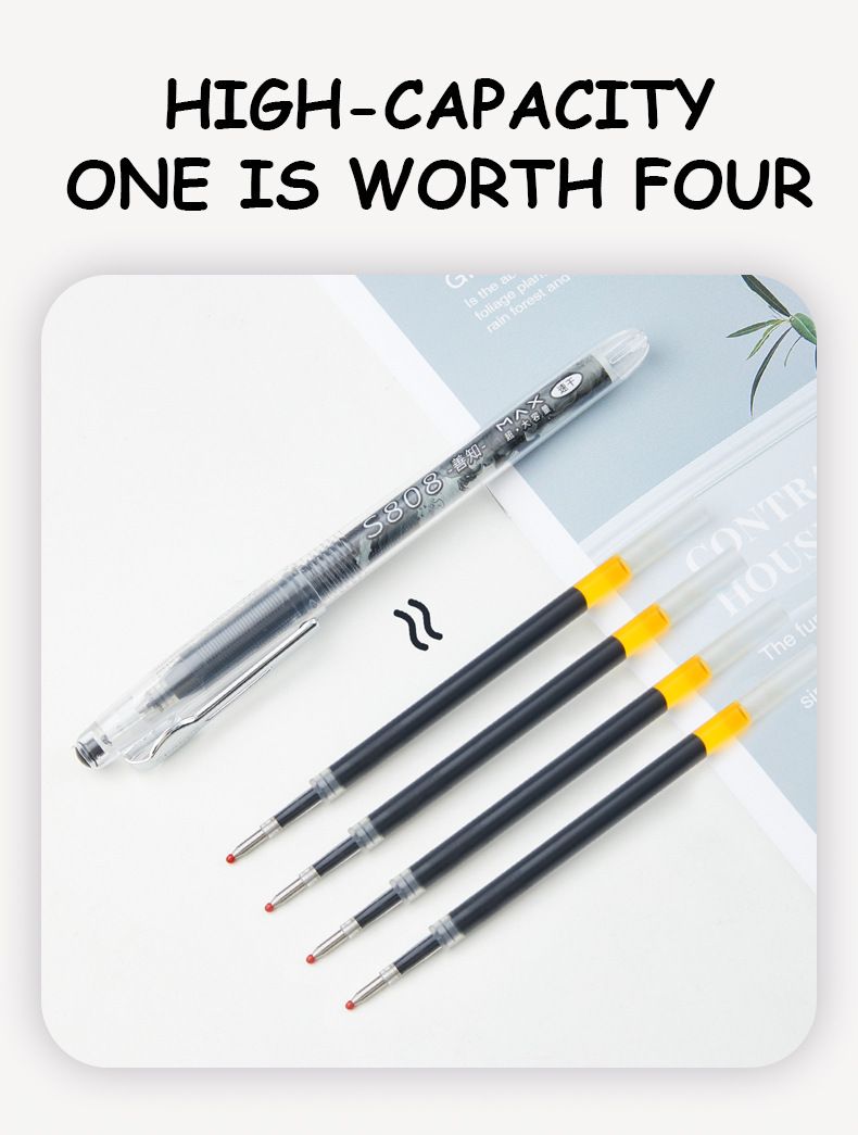 Stylo roller S808-X01, pointe fine de 0,5 mm, encre à séchage rapide, écriture fluide pour étudiants et professionnels, emballage en vrac, encre noire_voghion.com