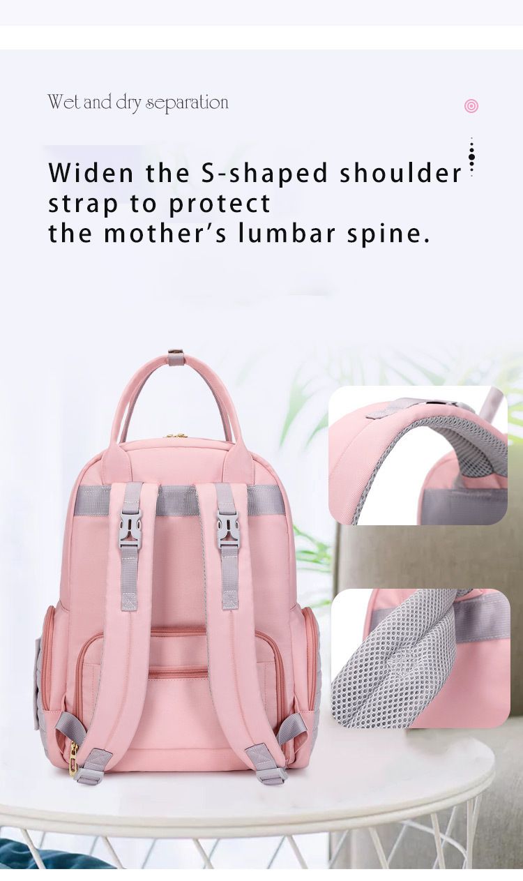20L Wickeltasche Tragbare multifunktionale Mutter- und Babytasche Modische Stickerei Große Kapazität Wickeltasche Wasserdichter Rucksack_voghion.com