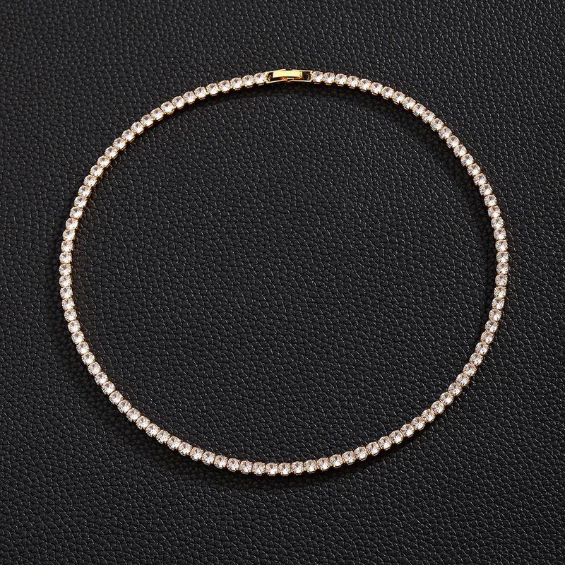 Bransoletka tenisowa z cyrkonii, pojedynczy rząd, łańcuszek z pazurem, osobowość, uliczny, hip-hopowy, kubański naszyjnik unisex_voghion.com