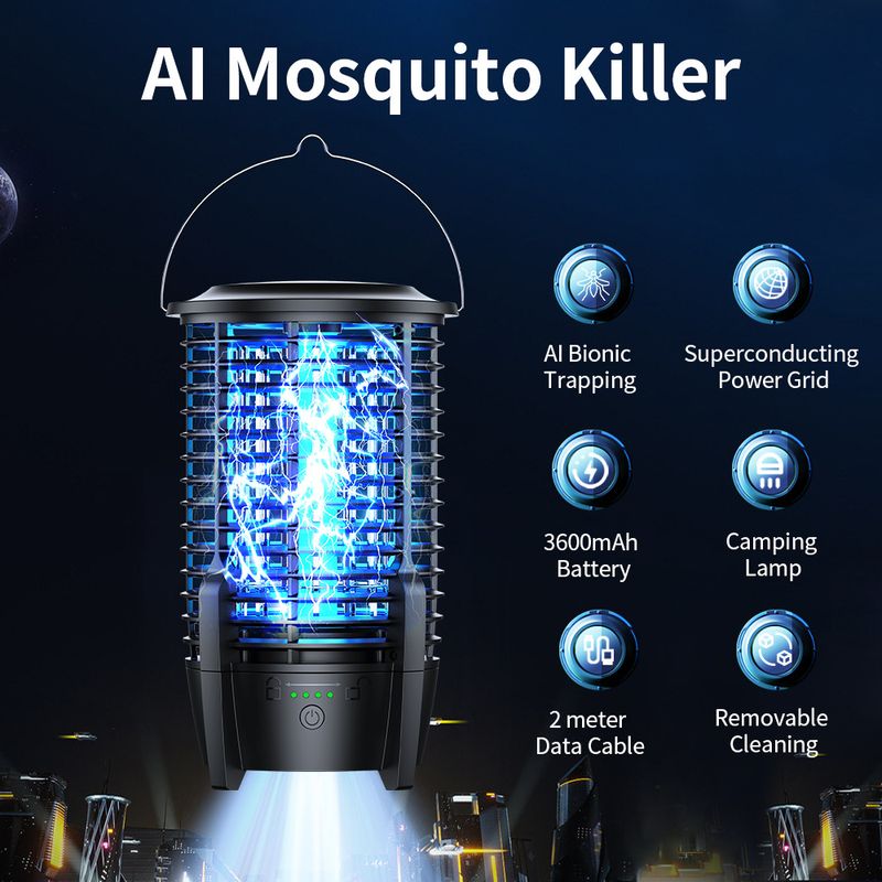 Lampada antizanzare per interni, silenziosa, due in uno, trappola per zanzare automatica, lampada da campeggio per esterni, zanzariera da campeggio_voghion.com