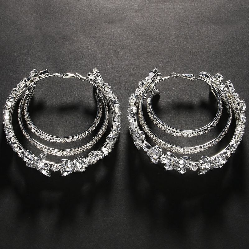 Butterfly Hoop Exaggerated Rhinestone Multi-layer Stud Fashion Versatile Accessories Earrings_voghion.com
