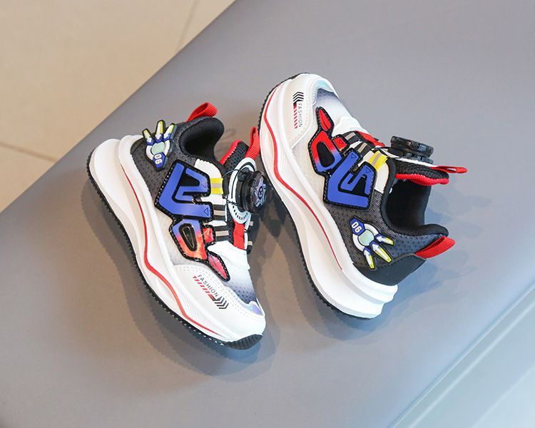 Children's sneaker 2024 spring and autumn boys' casual shoes rotating button girls' running shoes breathable baby mesh shoes single_voghion.com