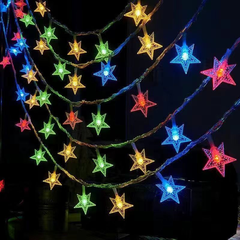 Cordão de Luzes Estreladas com 80 LEDs - IP44 à prova d'água para decoração interna/externa (plástico à prova de quebra, alimentado por bateria e controle remoto)_voghion.com