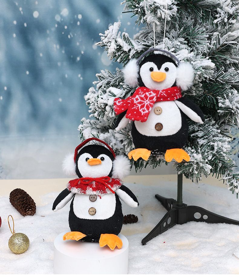 Niedlicher Pinguin-Weihnachtsschmuck mit Kopfhörern – Festliche Hängedekoration für Baum, Zuhause und als Geschenk (Rot/Grau)_voghion.com