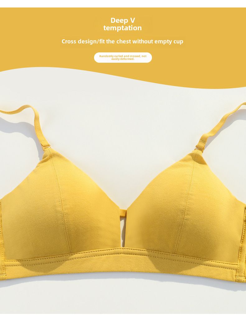 Wireless pure cotton modal French triangle cup underwear women's wireless small chest push up special thin bra_voghion.com