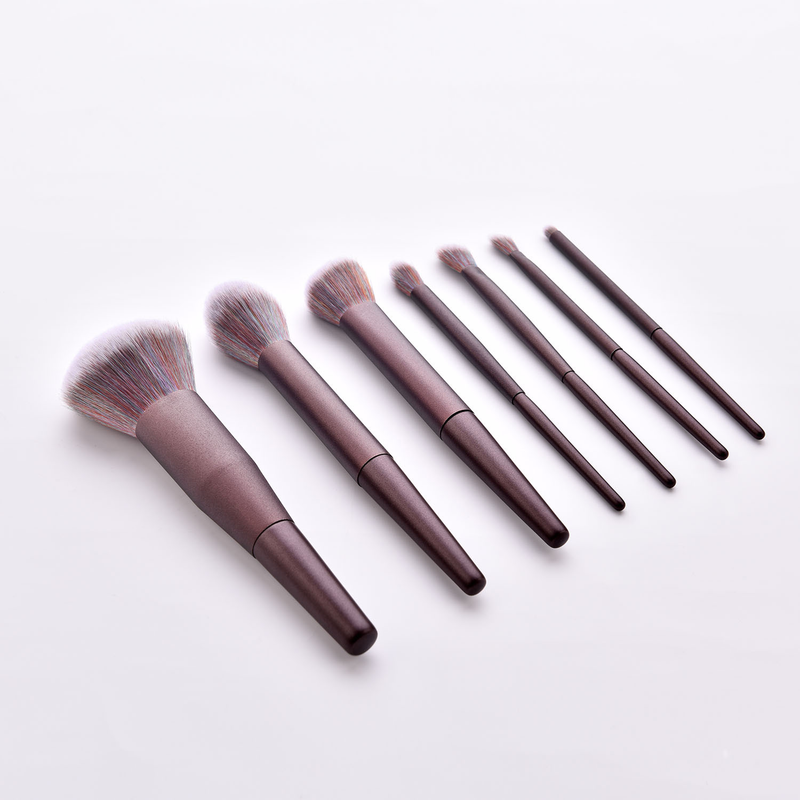 7-teiliges Make-up-Pinsel-Set, Holzgriff, Pinselspitze, lila Hemdschutz, Make-up-Tools GUJHUI_voghion.com