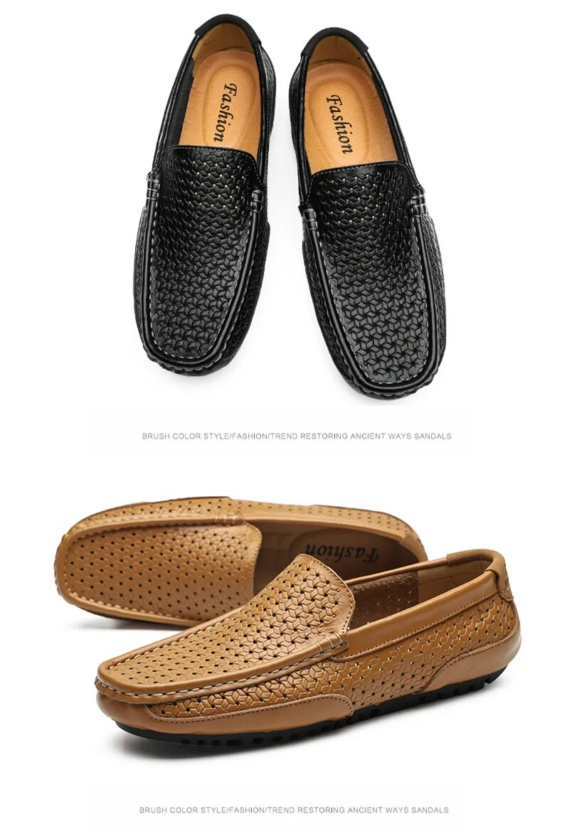 Marca de verão masculina casual macio couro genuíno mocassins mocassins designer italiano respirável deslizamento em sapatos de barco_voghion.com