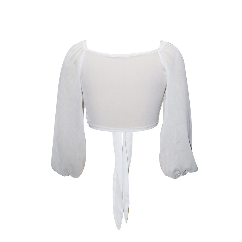 women's sexy short solid color long-sleeved tube top cardigan top_voghion.com