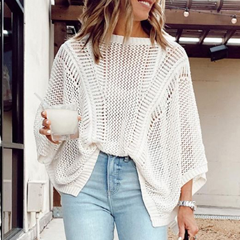 Sexy Style Vacation Knitted Loose Mesh Hollow Beach Bikini Cover-Up_voghion.com