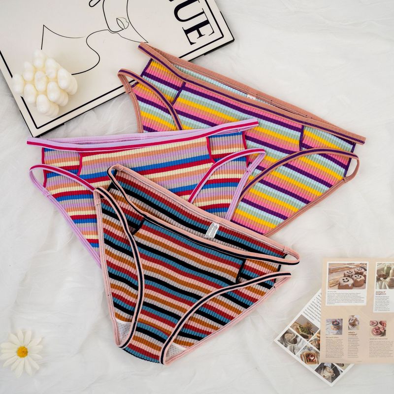 Sous-vêtements et vêtements de nuit Slip extensible simple à rayures en coton_voghion.com
