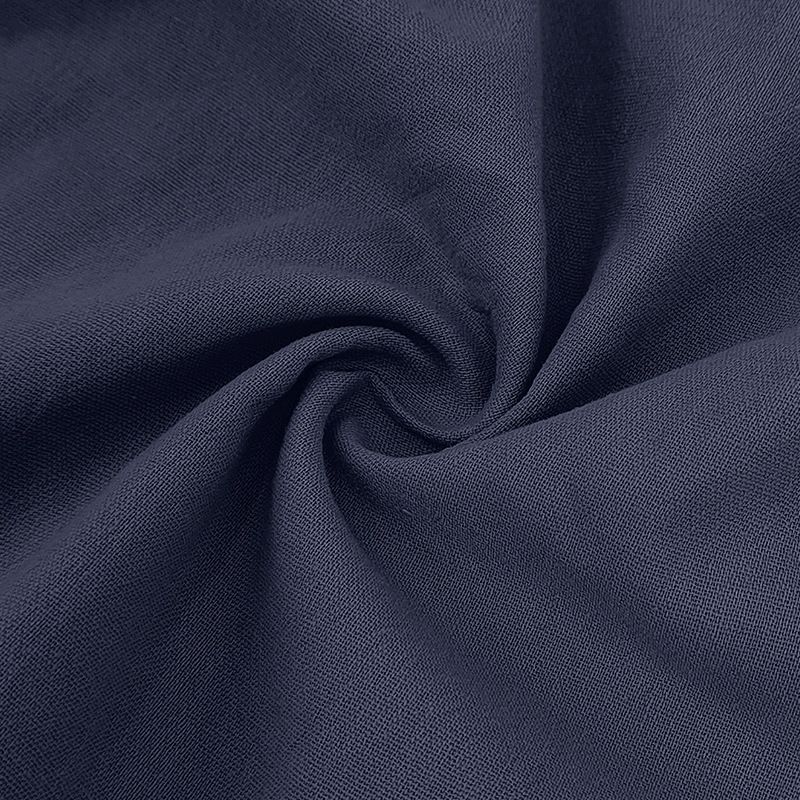 25 Summer Men's New Linen Solid Color Loose Simple Turn-Down Collar Outdoor Casual Polo Shirt For Men_voghion.com