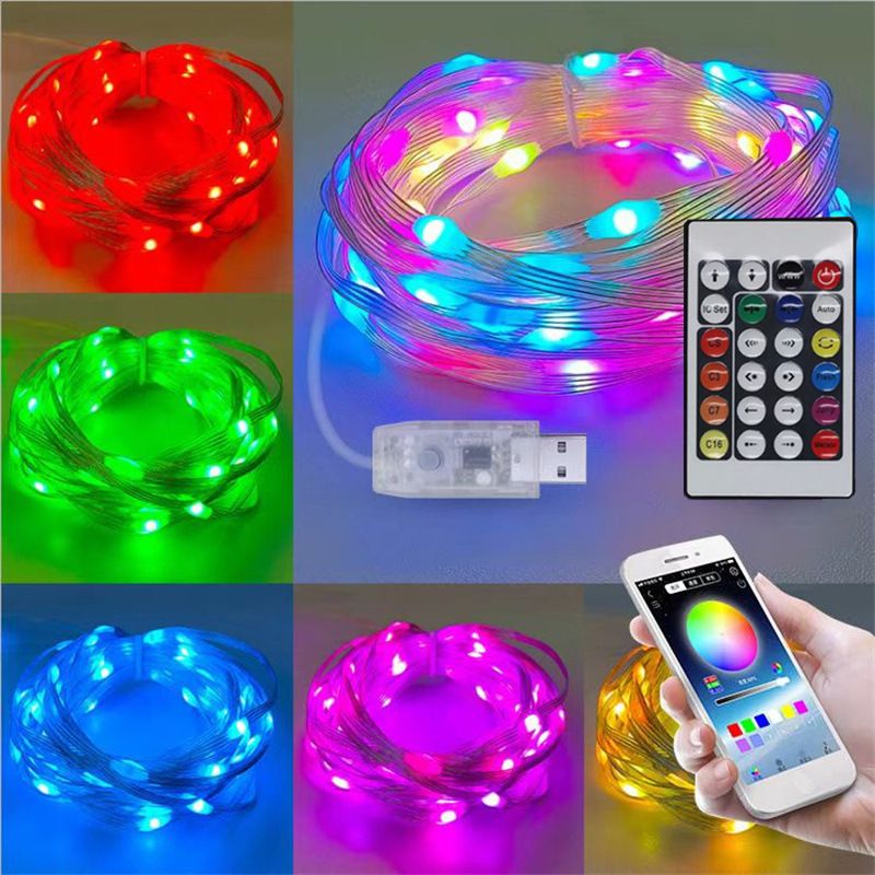 Tira de luces LED RGB USB de 10 m: IP67, resistente al agua, con aplicación inteligente y control remoto, luces decorativas que cambian de color para interiores y exteriores._voghion.com