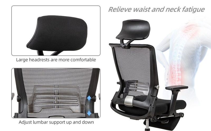 Ergonomic Office Chair With Lumbar Support & Headrest & Flip-up Arms Height Adjustable Rocking Home Office Desk Swivel High Back Computer Chair Warm Taupe Mesh Study Chair_voghion.com