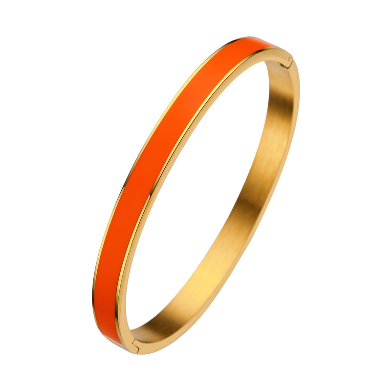 Designer's Vintage Enamel Drop Glue Titanium Steel Bracelet 6mm Wide Gold Drop Glue Colorful Enamel Bracelet Fashion Women's Snap Bracelet_voghion.com