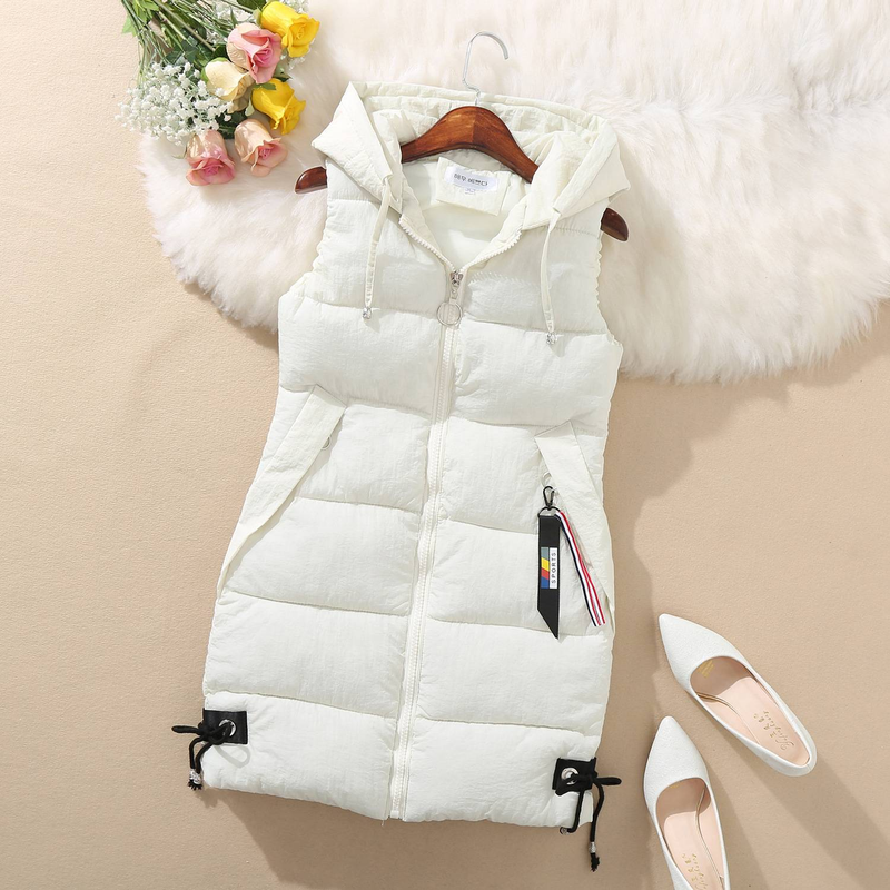 Gilet in piuma da donna, giacca autunnale e invernale, senza maniche, gilet di media lunghezza con cappuccio, gilet in cotone all'ingrosso_voghion.com