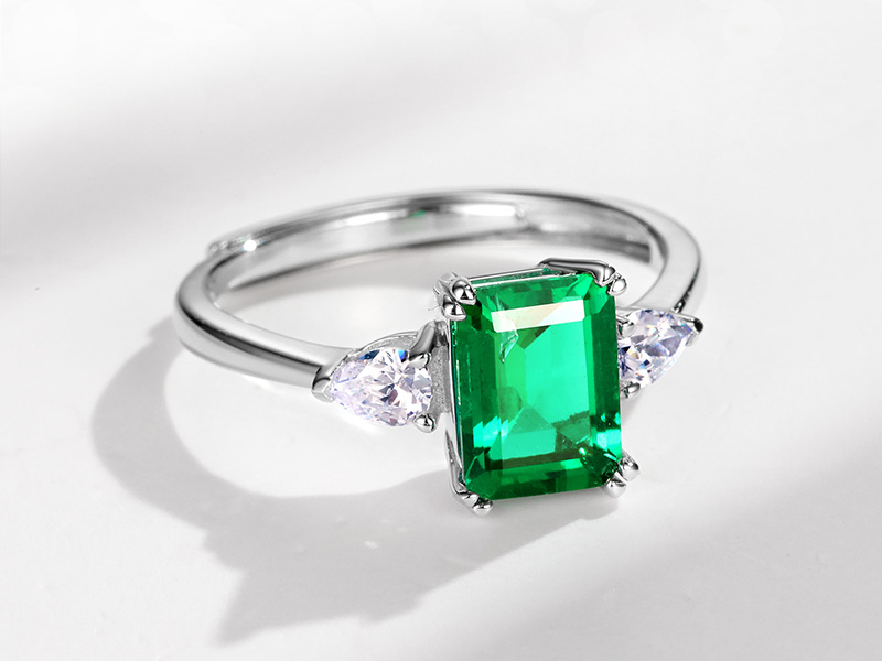 Neu S925 Silber Ring frauen Einfache Prinzessin Platz Kultiviert Smaragd Mode Edelstein Armband_voghion.com
