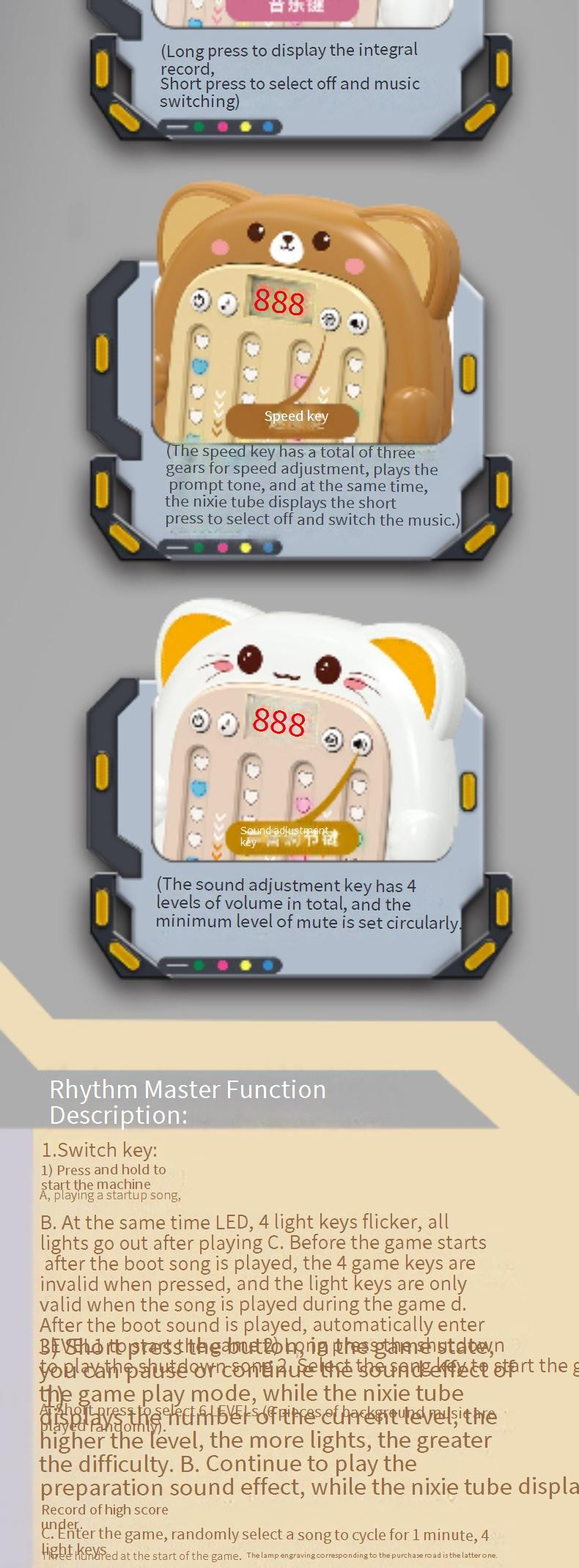 Herní konzole, ruční hudební konzole, lámání úrovní, dekompresní puzzle, dětská rychlá a klikací hudební hračka pro rané vzdělávání_voghion.com