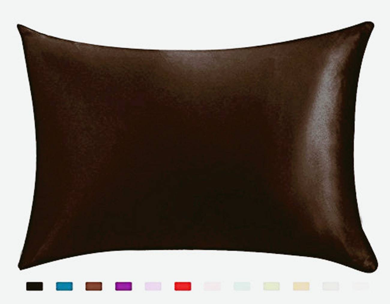 Solid Color Satin-Like Pillowcase - Silk Feel Zipper Closure (Breathable & Hypoallergenic Luxury Bedding Accessory Modern Home Decor)_voghion.com