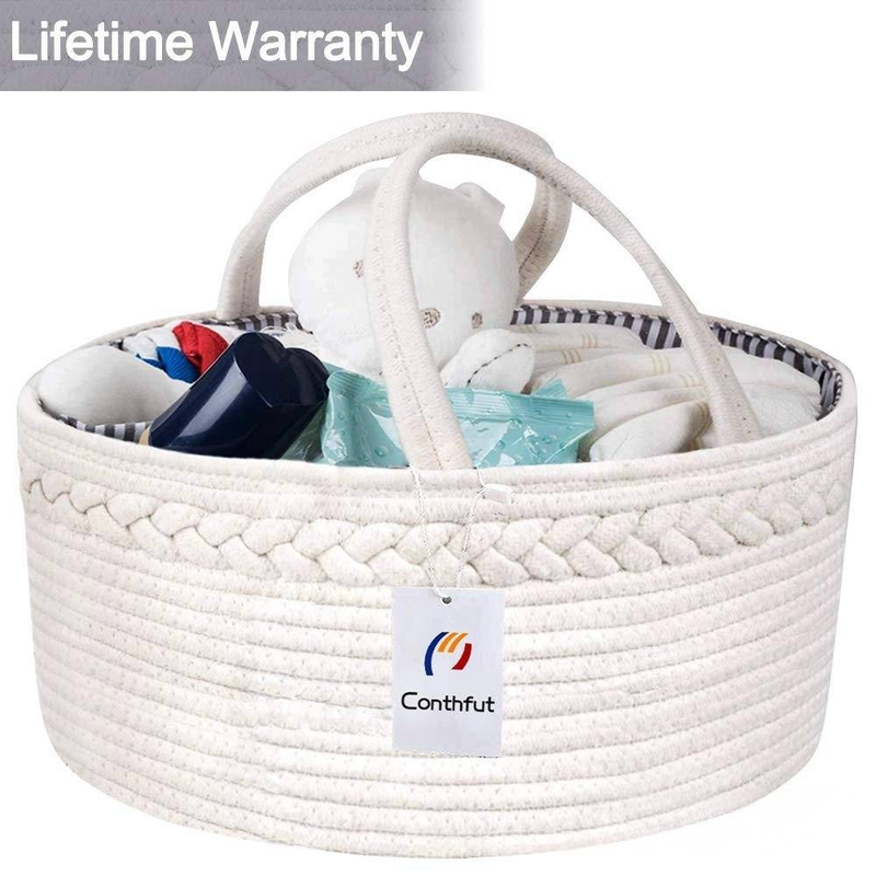 Handwoven Cotton Rope Basket - Multi-Use Storage For Baby Diapers, Toys & Home Organization_voghion.com