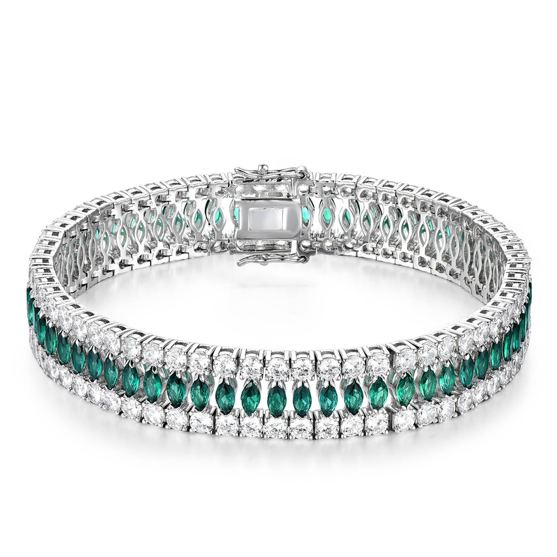 Damenschmuck Elegantes dreireihiges Tennisarmband mit Zirkonia, geometrisches Diamantschliff-Design für einen modischen und luxuriösen Look_voghion.com