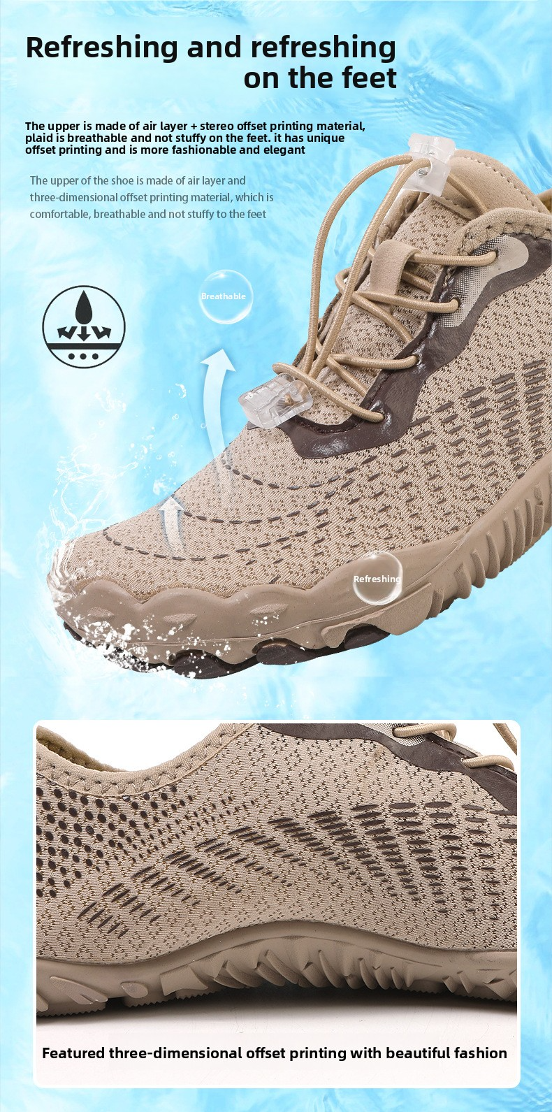 Scarpe da acqua unisex per nuoto, escursionismo e pesca - Calzini da acqua antiscivolo ad asciugatura rapida con tasche per le dita dei piedi - Leggeri e traspiranti_voghion.com