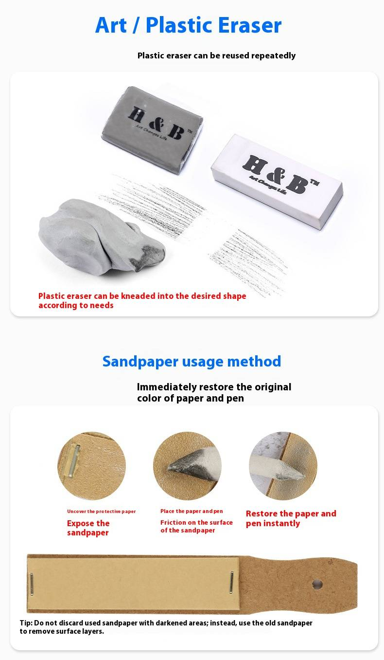 H&B 33-teiliges Skizzierstifte-Set für Anfänger – Professionelles Zeichenset mit HB-Graphitstiften, Kohlestiften, Papierwischern und Nylonetui_voghion.com