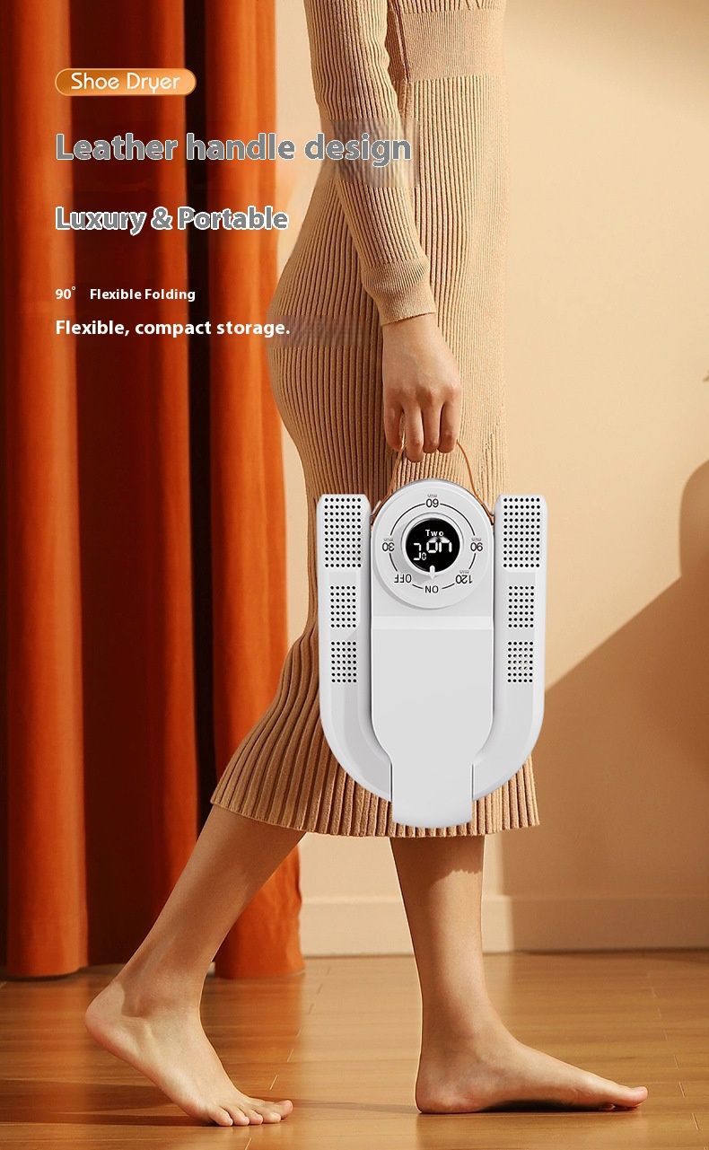 Smart Shoe Dryer & Sterilizer – UV Sanitizing, Fast Drying For Sneakers/Boots, Foldable Design With Timer, 220V/110V Dual Voltage (White)_voghion.com