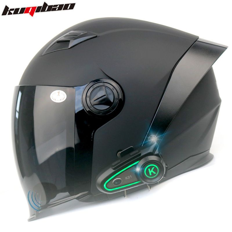 Motorcycle Helmet With Bluetooth Intercom, 3/4 Open Face Design, Dual Visor, 3C Certified, ABS Material, Multiple Color Options_voghion.com