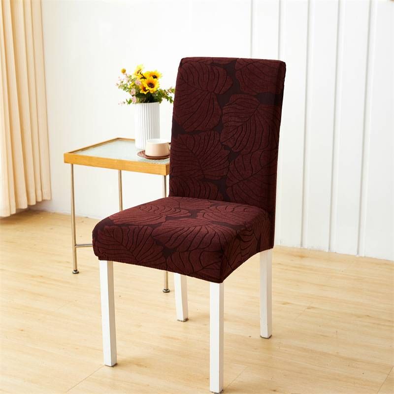 Luxury Leaf-Print Elastic Chair Covers – Thickened Polyester, Full Coverage & Stylish Design (Pink, Burgundy, Beige & More)_voghion.com