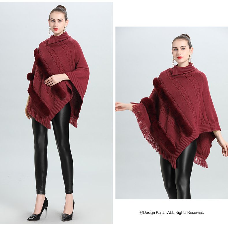 Women's Shawls Autumn And Winter New Loose Jacquard Wool Pullover Knitted Sweater Cape Shawl 0938 & Archer0603 &_voghion.com